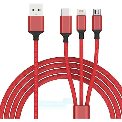 Câble tressé 3 têtes USB type-C 1m20