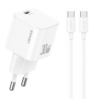 Kit Chargeur Rapide 30W + Cable double USB-C 60W (1m) Usams