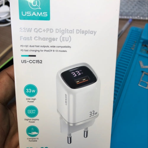 Chargeur Usams Led 33w Qc+PD US-CC152