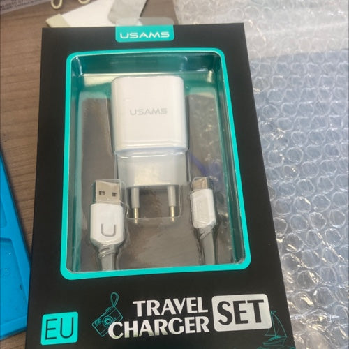 Kit Chargeur double usb 2.4A Usams + câble Type-C travel charger