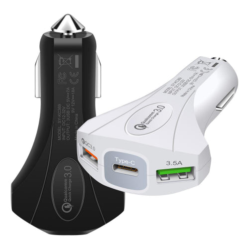 Chargeur allume cigare double USB + type-c