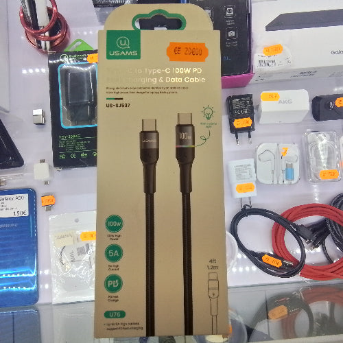 USAMS câble lumineux type-c vers type-c charge rapide