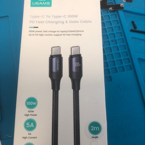 Câble Usams Type-C Type-C 100w 2m 5A U71