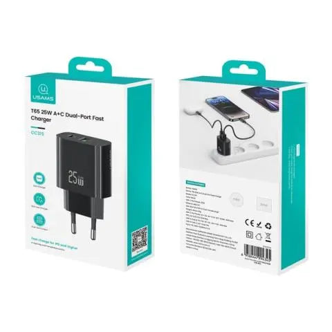 Chargeur Rapide 2 Ports GaN USB-A + USB-C 25W Usams CC315 T65