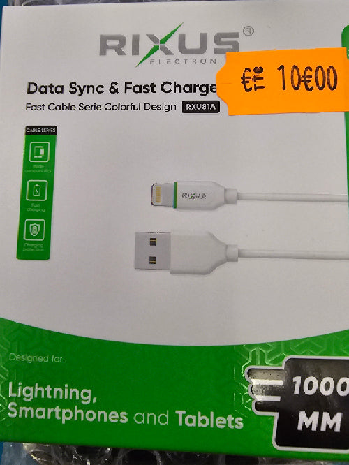 Cable iphone UsB lightning Rixus rxu81a 1m