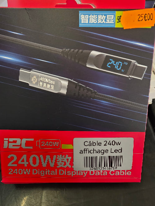 Câble Usb-C double i2C Digital display Data Cable 240w