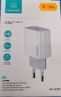 Chargeur rapide USB Type-C 20w Usams US-CC118 blanc